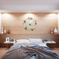 Tole Florentine Leaf & Glass Hollywood Regency Flush Mount, Steinbach Leuchten