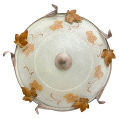 Tole Florentine Leaf & Glass Hollywood Regency Flush Mount, Steinbach Leuchten