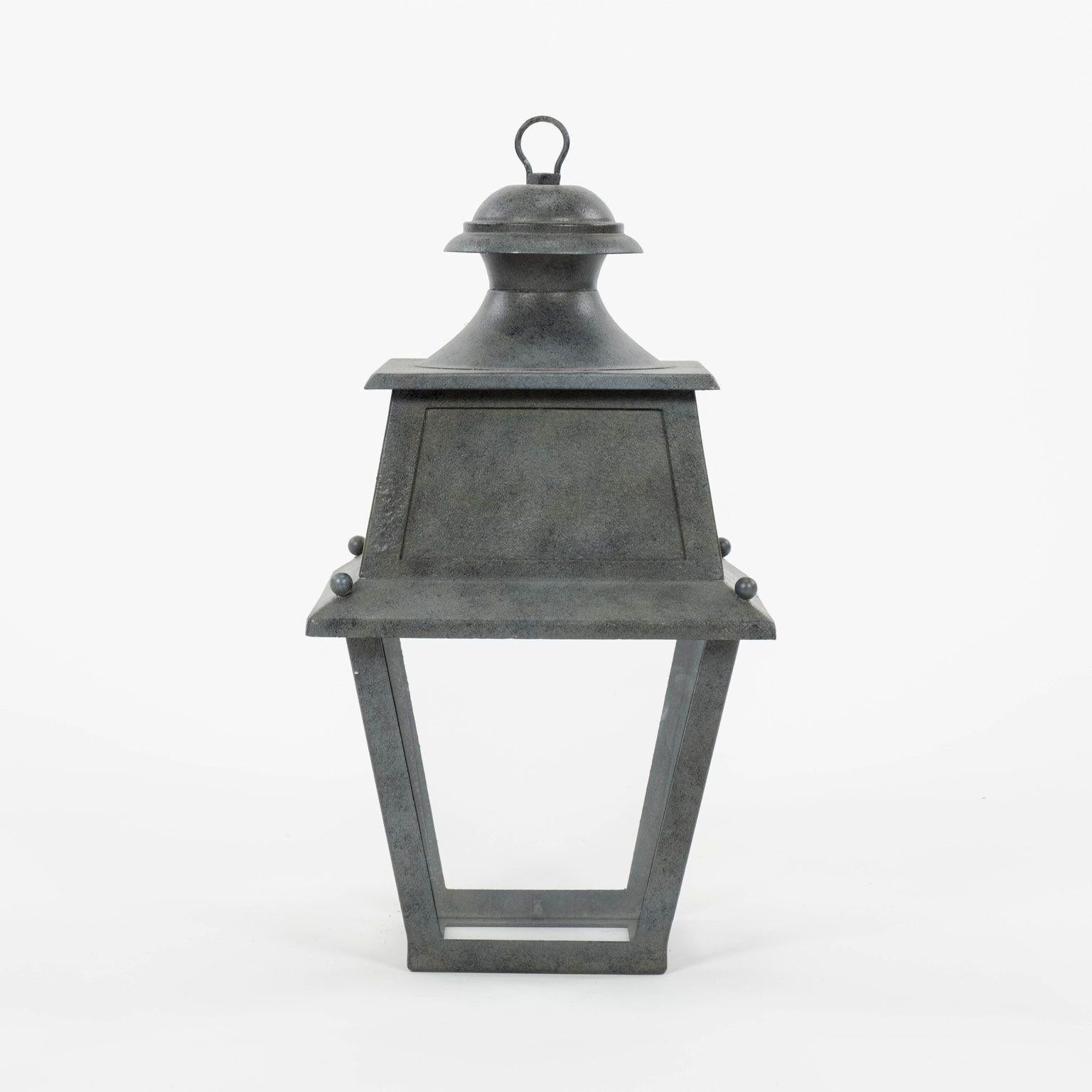 Tole, Glass and Iron Lantern For Sale 4