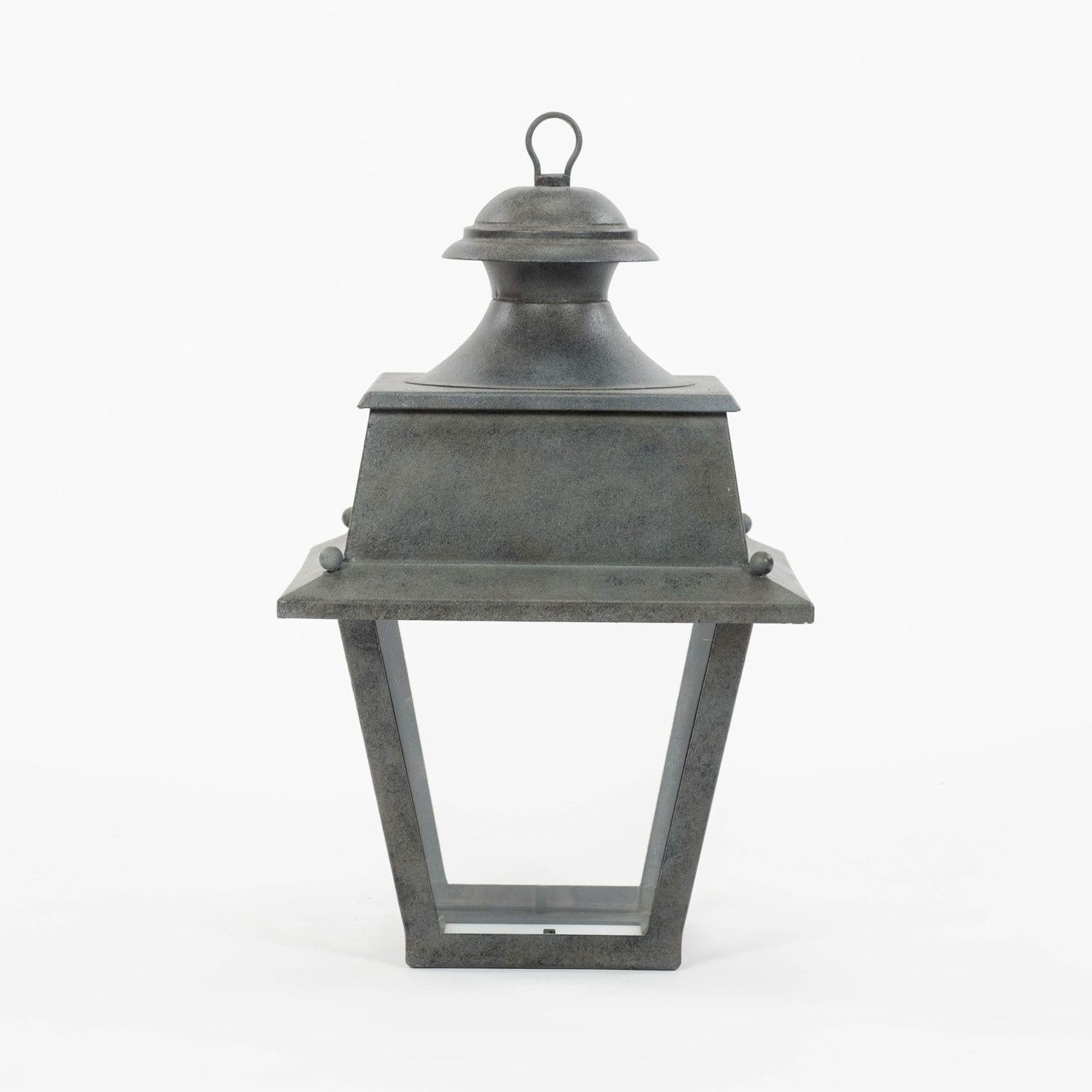 20th Century Tole, Glass and Iron Lantern For Sale