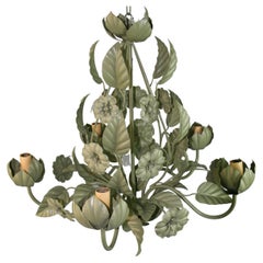 Retro Tole Leaf and Flower Chandelier