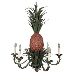 Tole Metal Large Sculptural Pineapple Chandelier, 2 Available