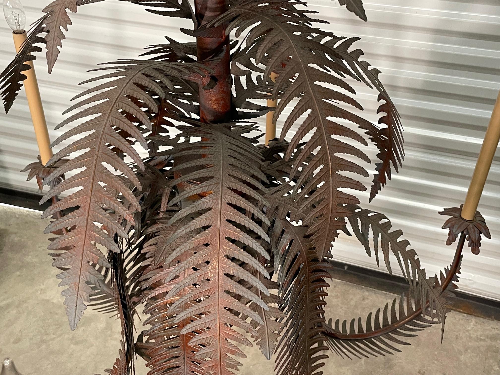 Tole Metal Sculptural Fern Leaf 6-Light Chandelier 1