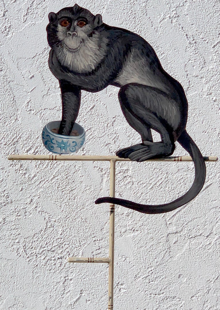 Tole Monkey with Chinese Export Bowl Towel Rack For Sale at 1stDibs monkey towel holder china decorative towel hooks china towel shelf furniture