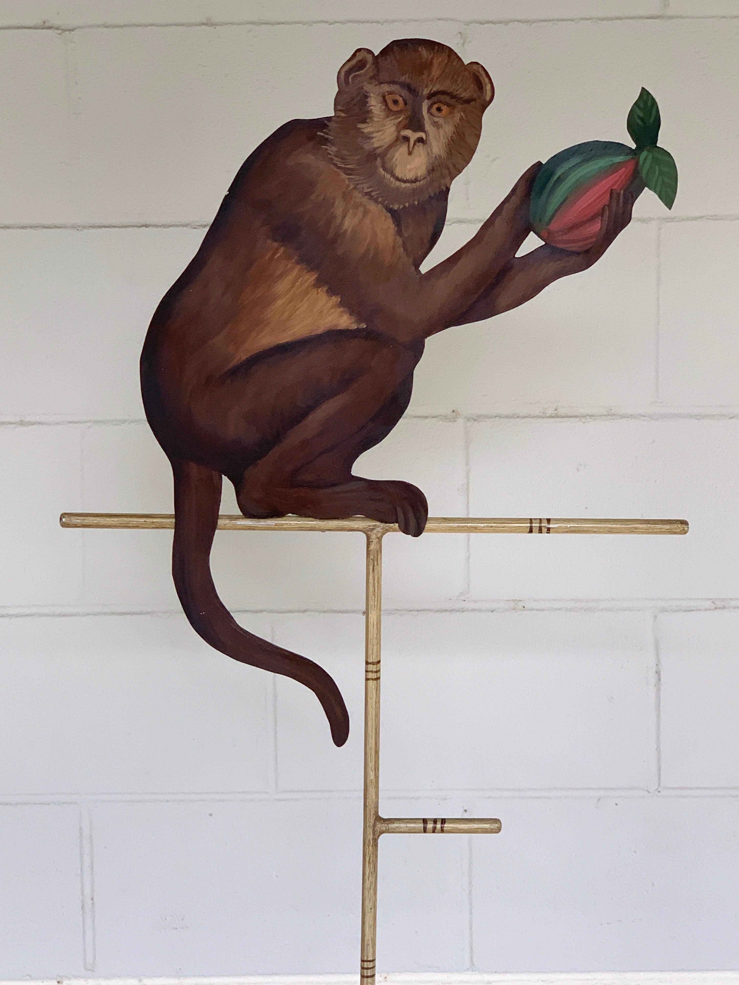 Italian Tole Monkey with Pomegranate Towel Rack