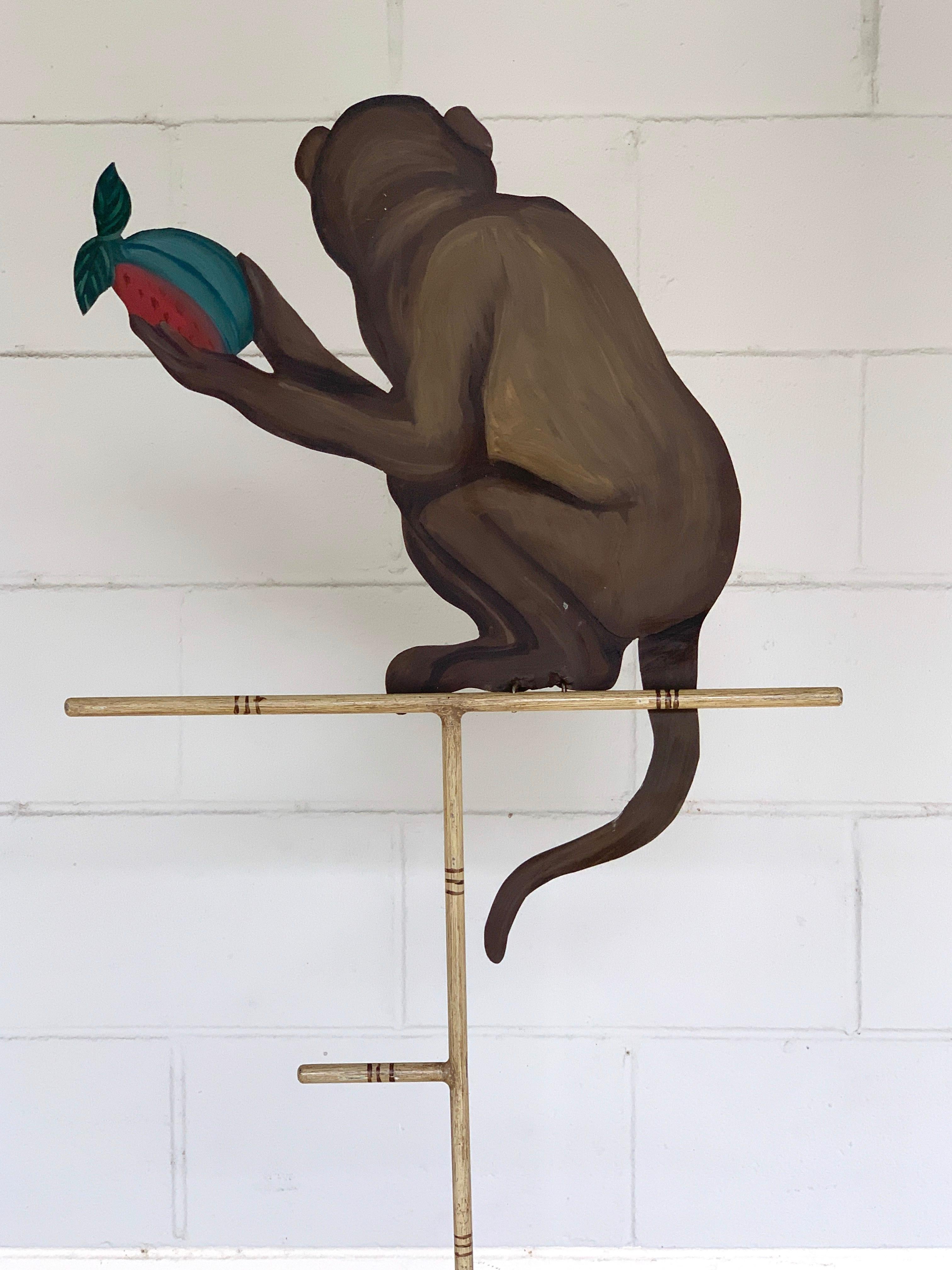 20th Century Tole Monkey with Pomegranate Towel Rack