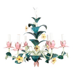 Tole Painted Italian Floral Chandelier