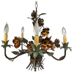 Tole Painted Italian Floral Chandelier