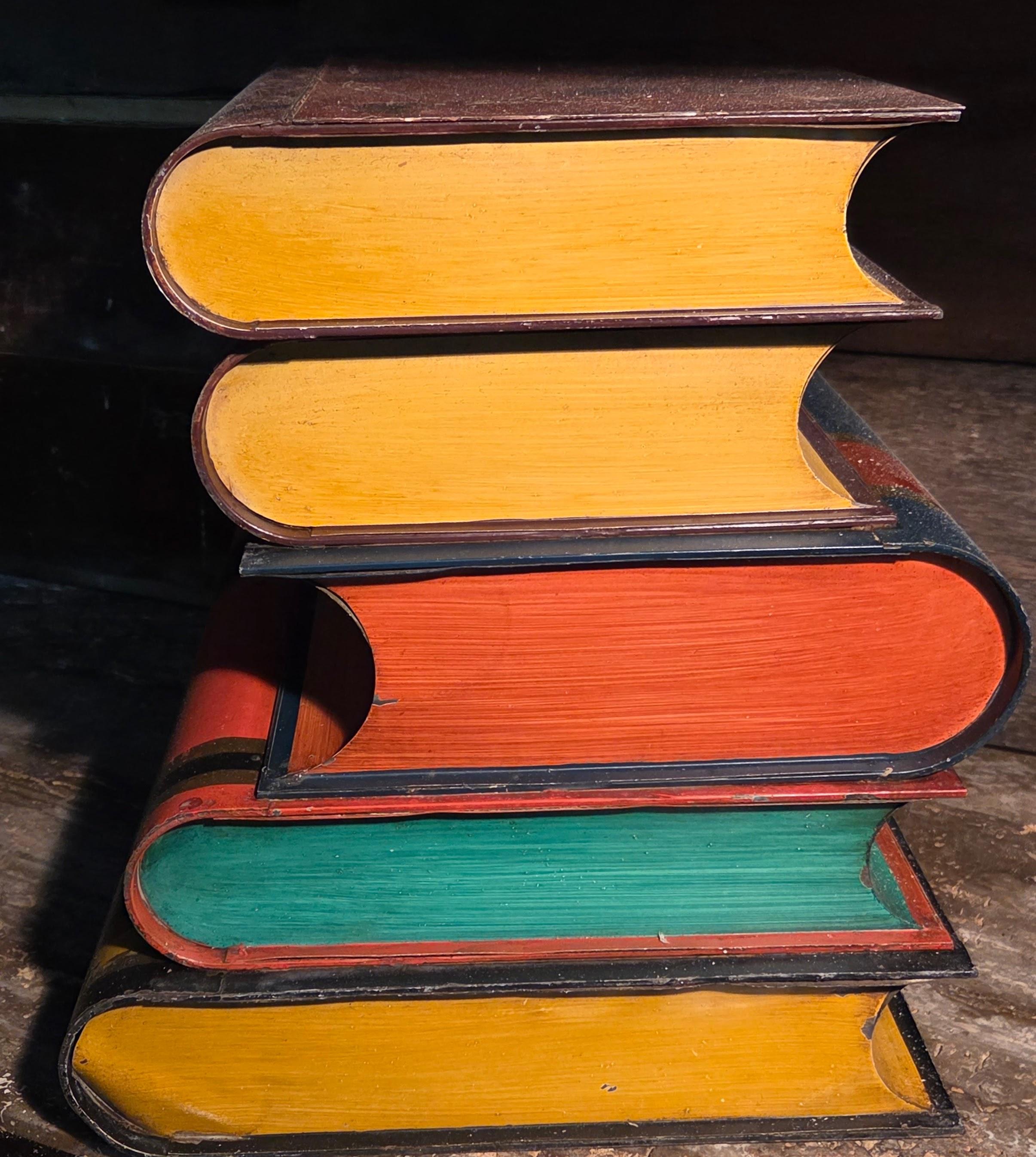Tôle Tole Painted Italian Lidded End Table Marblized End Papers For Sale