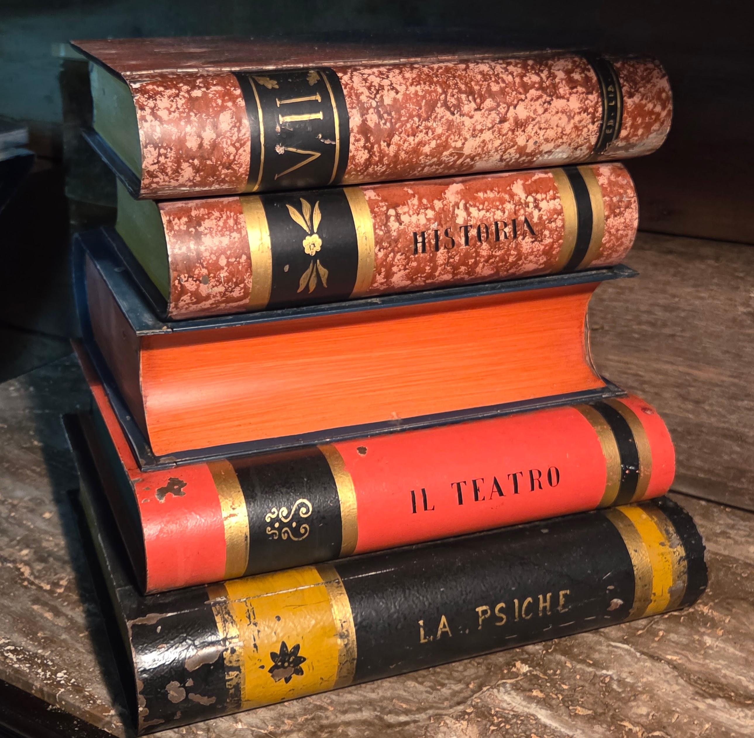 Tole Painted Italian Lidded End Table Marblized End Papers For Sale 1
