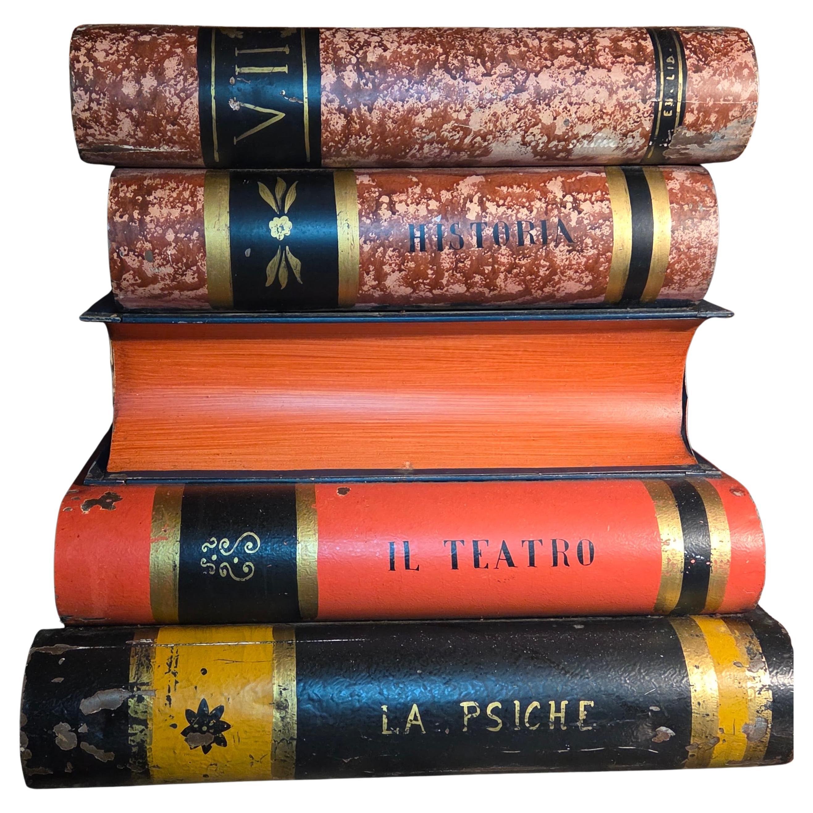 Tole Painted Italian Lidded End Table Marblized End Papers For Sale