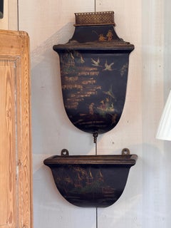 Tole Painted Wall Lavabo With Chinoiserie Decoration