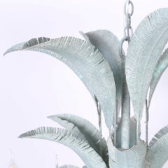 Tole Palm Leaf Six Light Chandelier