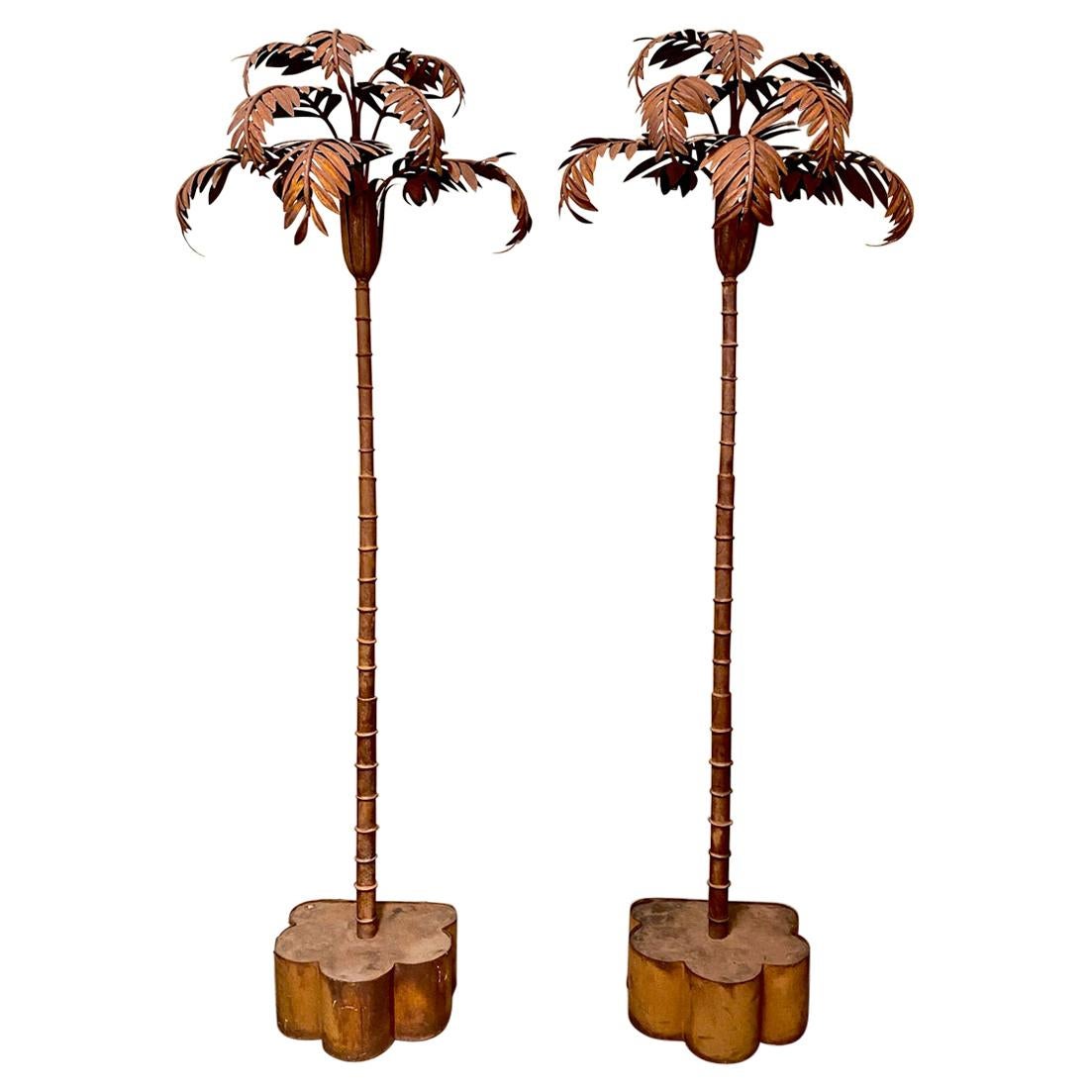 Tole Palm Tree Floor Lights