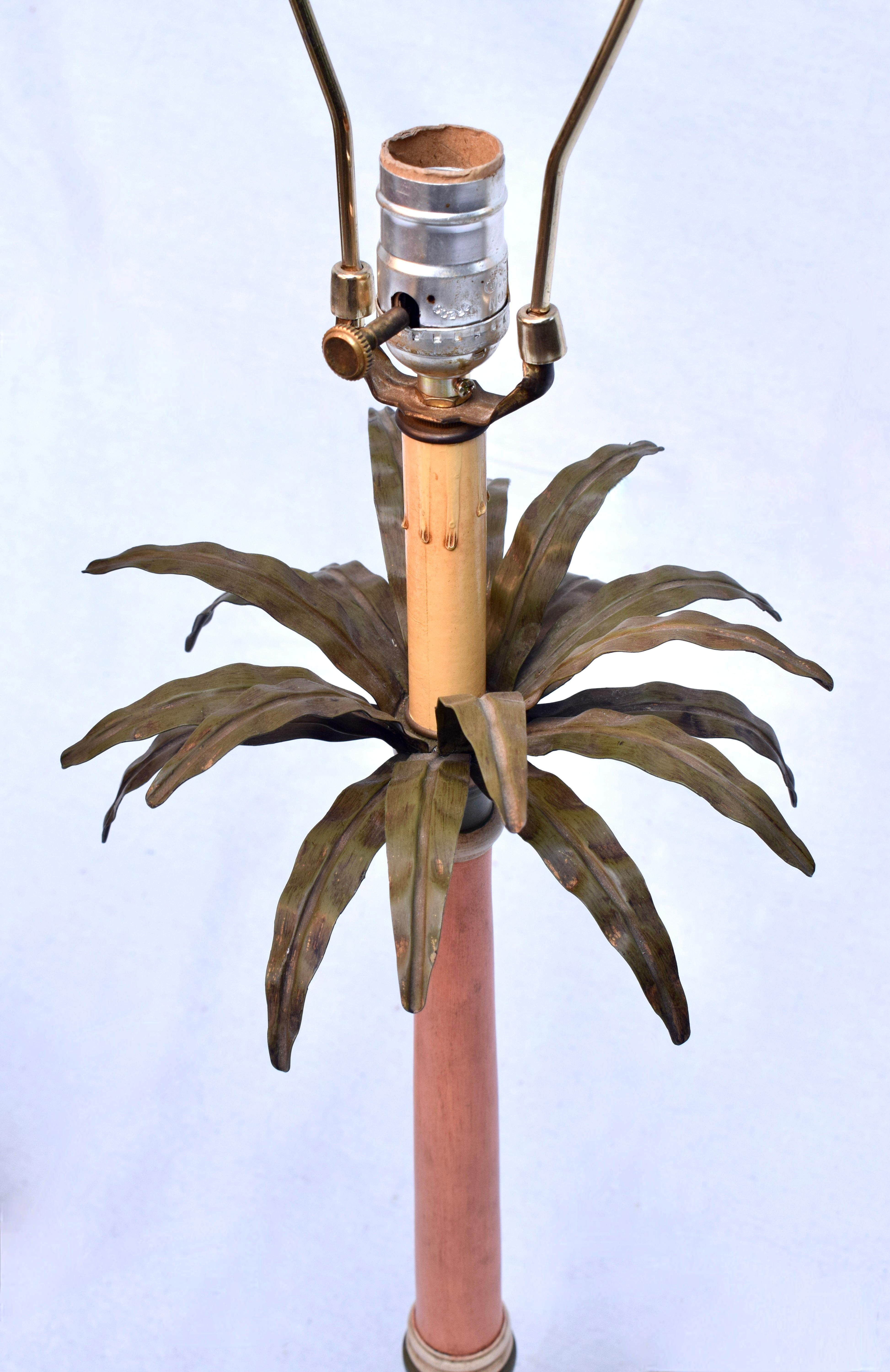Tole Palm Tree Table Lamps Hollywood Regency 2