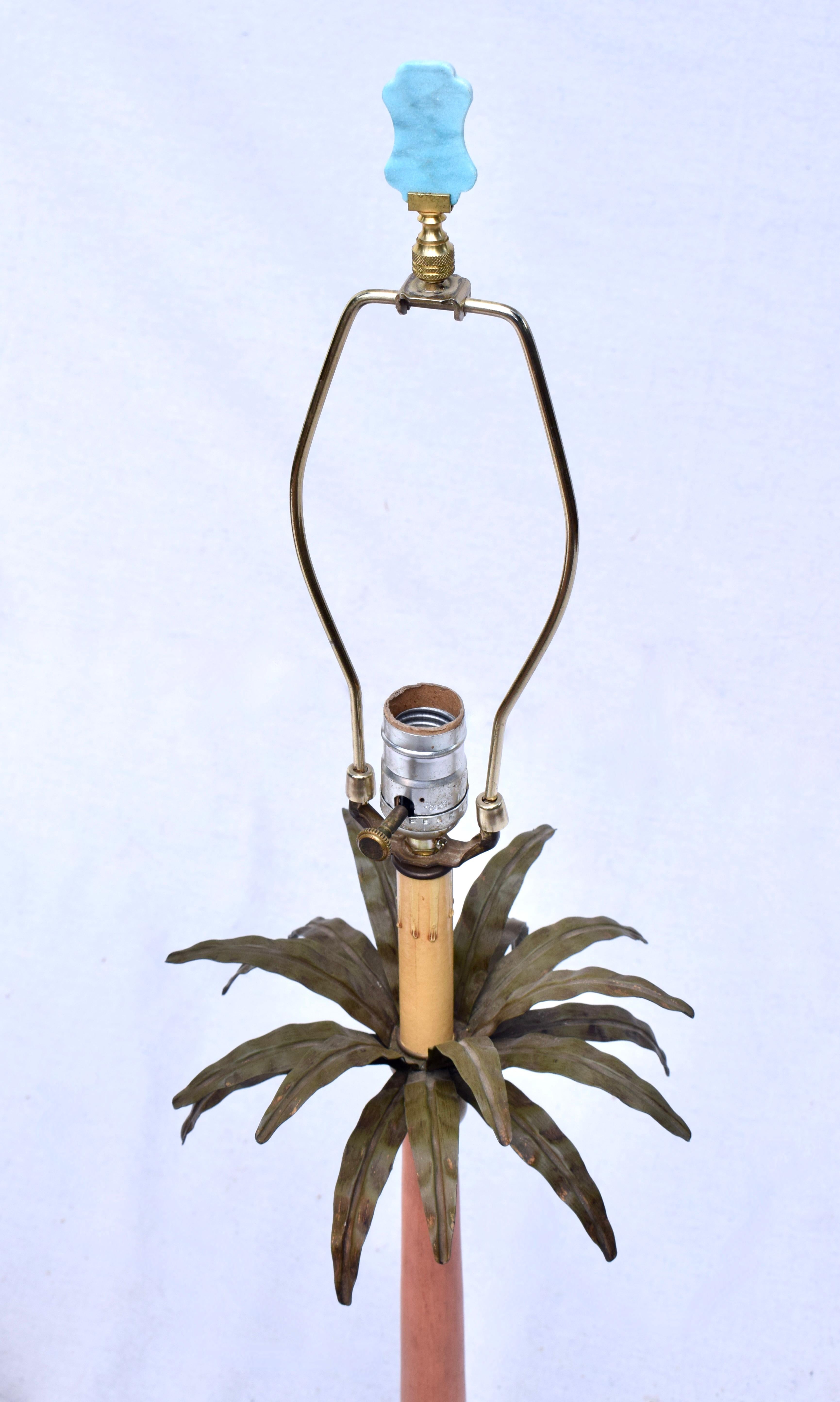 Tole Palm Tree Table Lamps Hollywood Regency 3