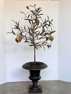 Tole Pomegranate Tree in Painted Urn