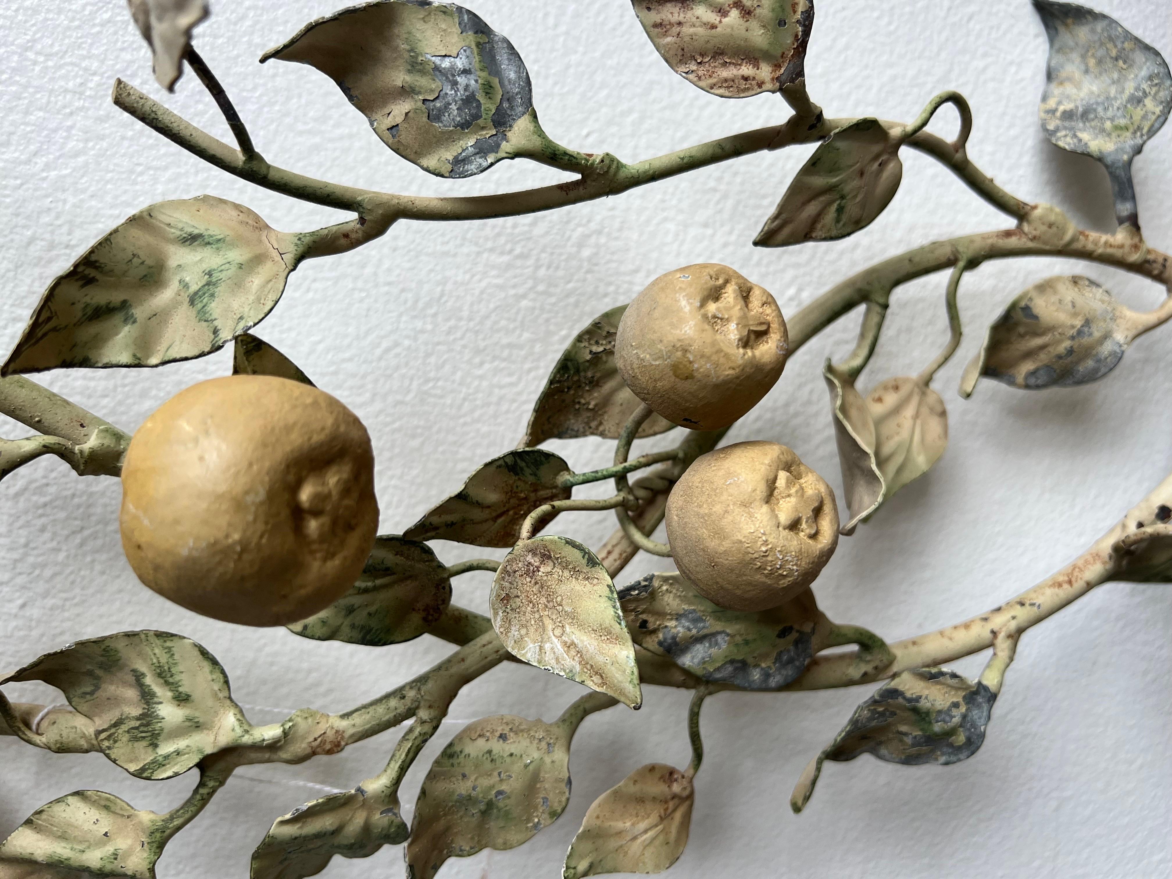 Mid-20th Century Tole Scale w/ Lemon Tree Decor-Early 20th Century For Sale