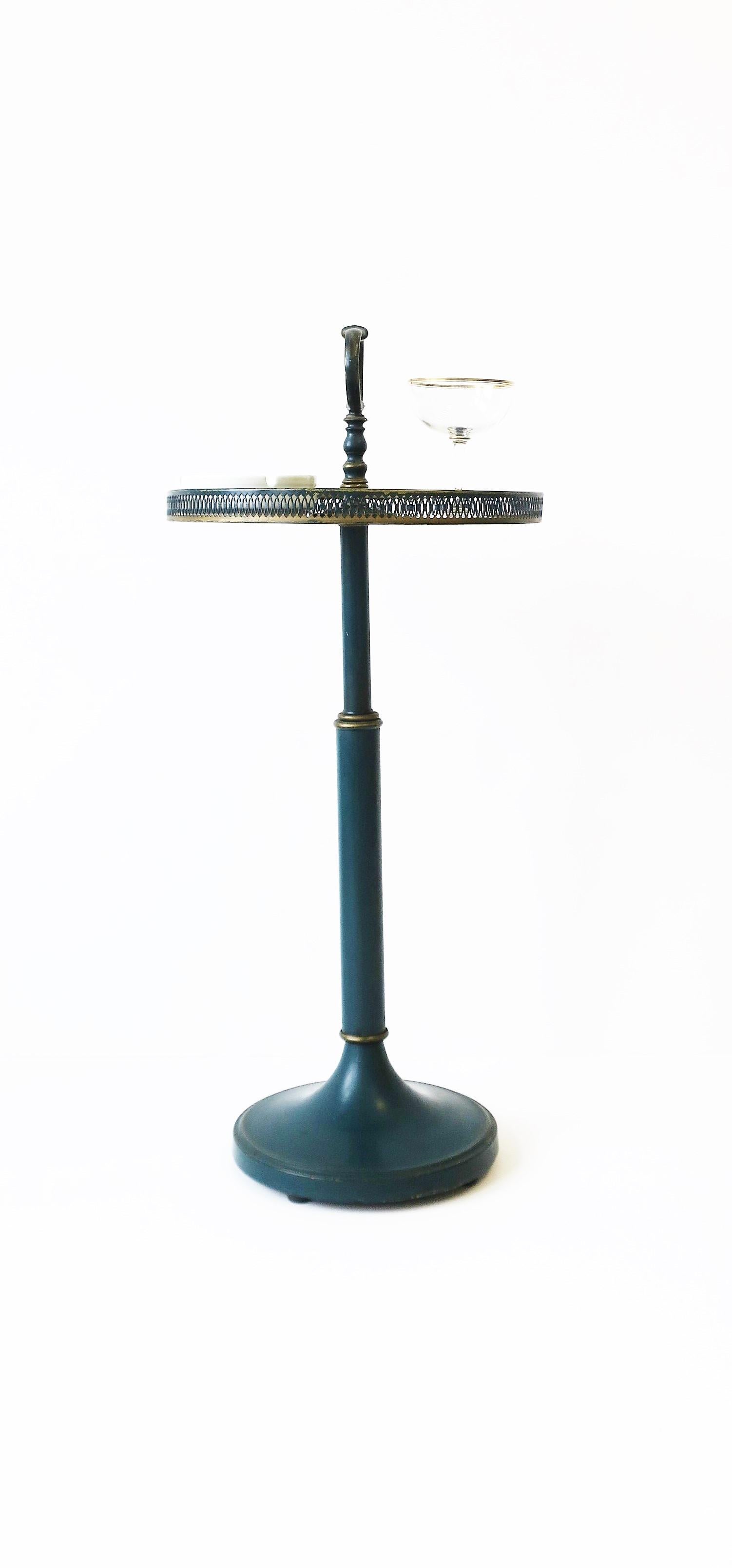 Tole Side Table in Blue and Gold In Good Condition In New York, NY
