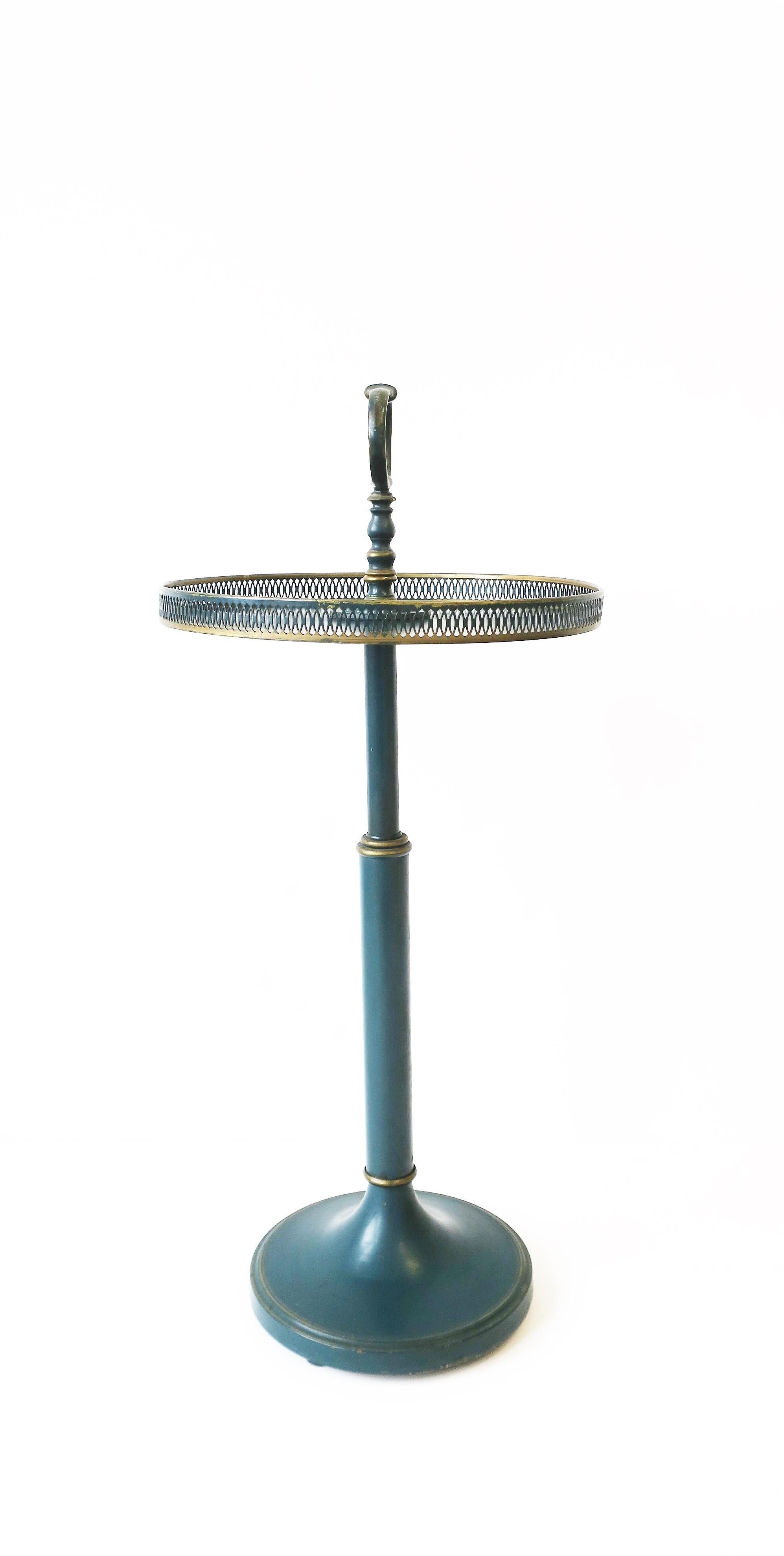 20th Century Tole Side Table in Blue and Gold