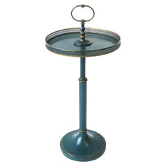 Tole Side Table in Blue and Gold