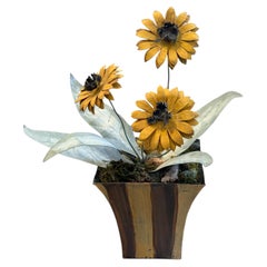 Tole Sunflower Arrangement in Painted Pot