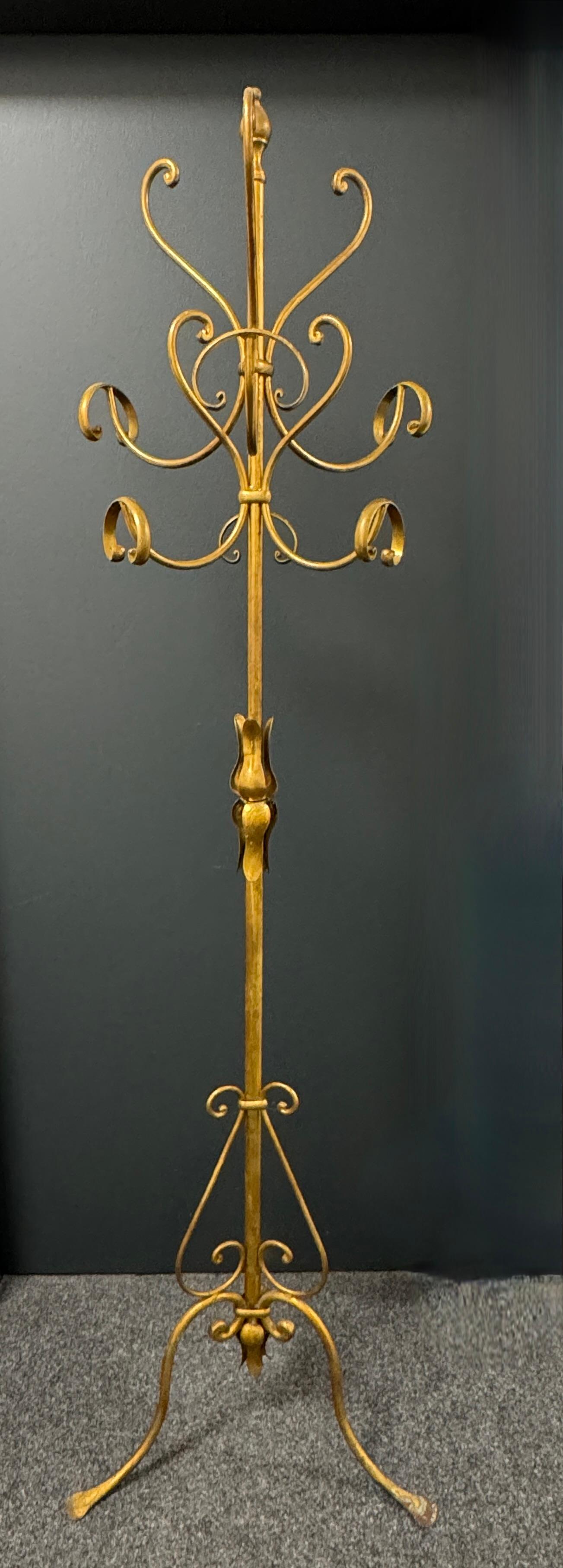 Porte-manteau en fer forgé doré, Koegl Allemagne années 1960 en vente 2