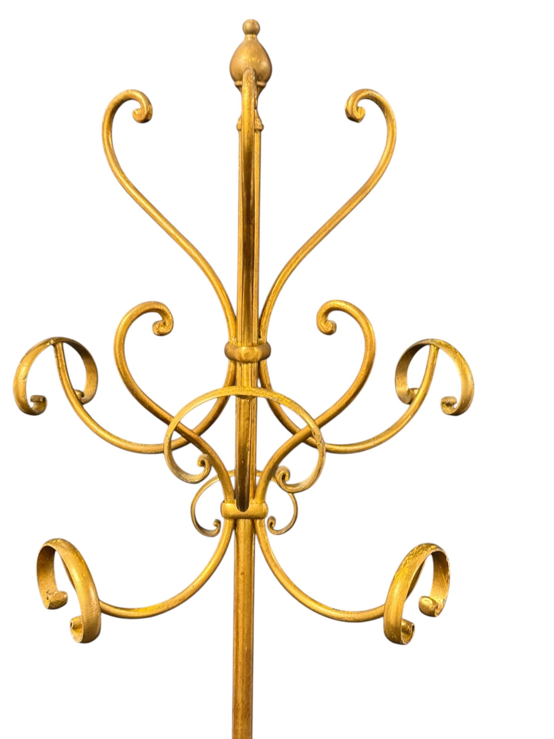 Allemand Porte-manteau en fer forgé doré, Koegl Allemagne années 1960 en vente