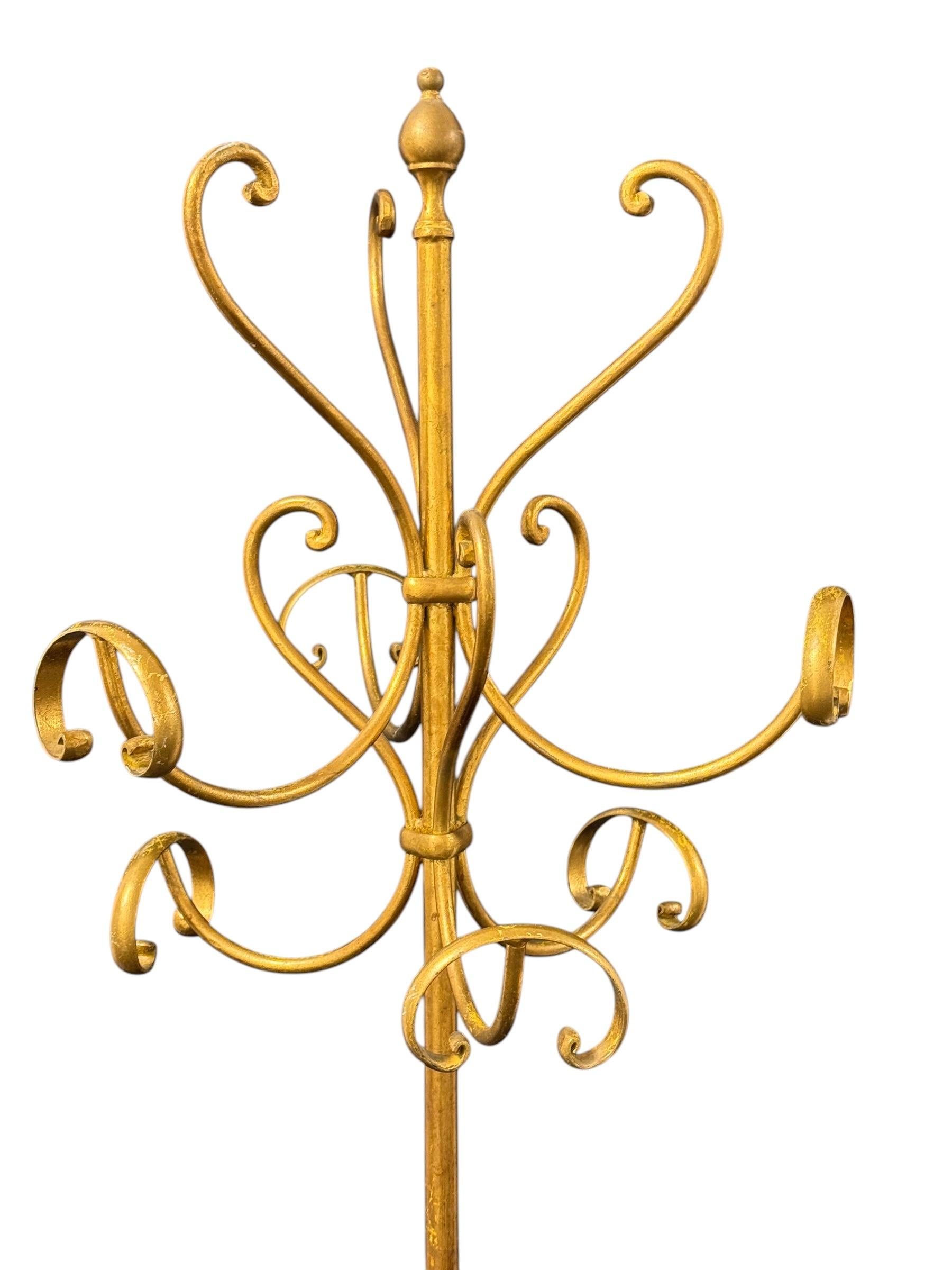 Doré Porte-manteau en fer forgé doré, Koegl Allemagne années 1960 en vente