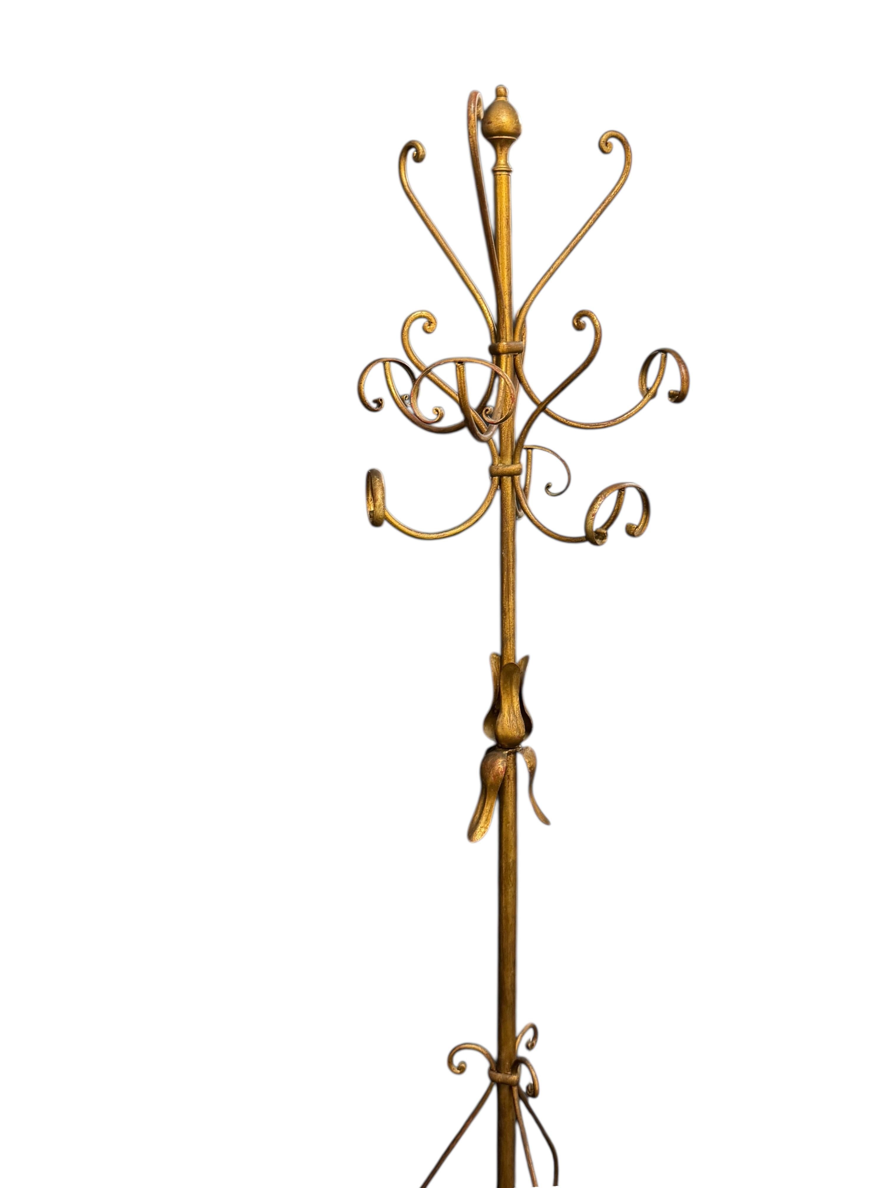 Metà XX secolo Appendiabiti in ferro battuto dorato, Koegl, Germania 1960 in vendita