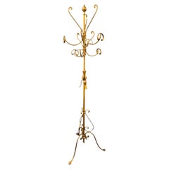 Tole Toleware Gilded Wrought Iron Coat Stand, Koegl Germany 1960s