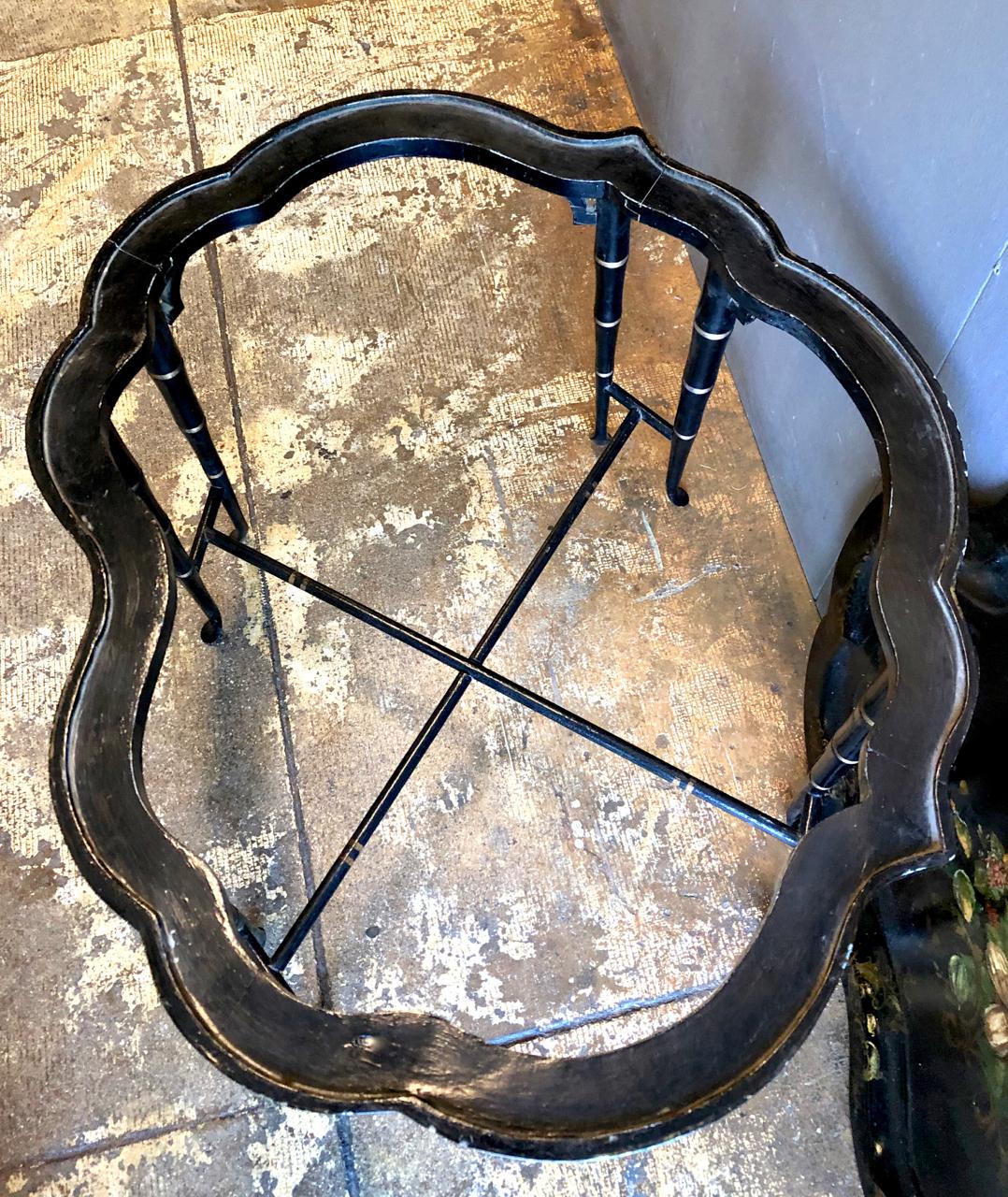 Tin Tole Tray Table, 19th Century