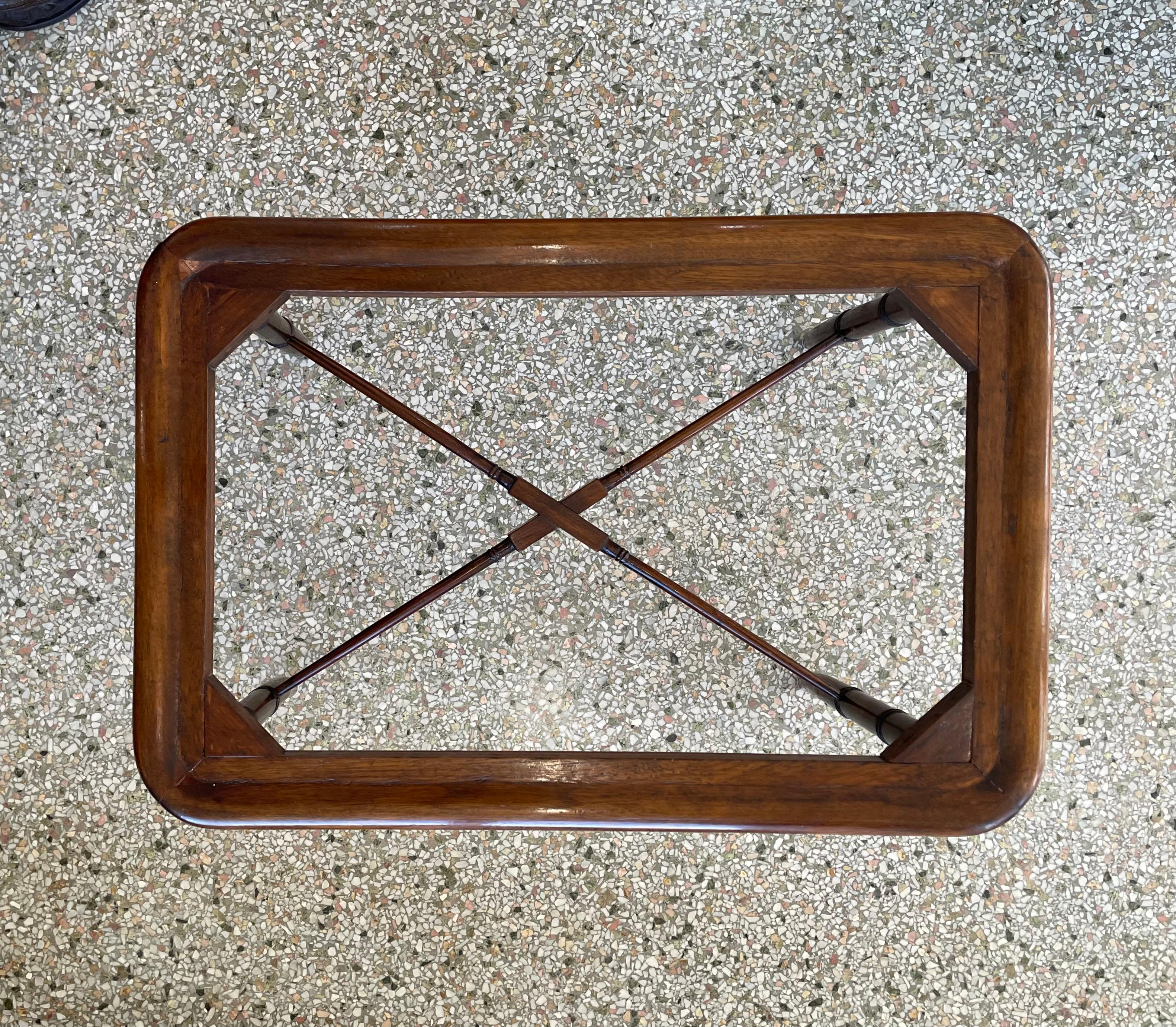 Metal Tole Ware Tray on Stand Cocktail Table For Sale