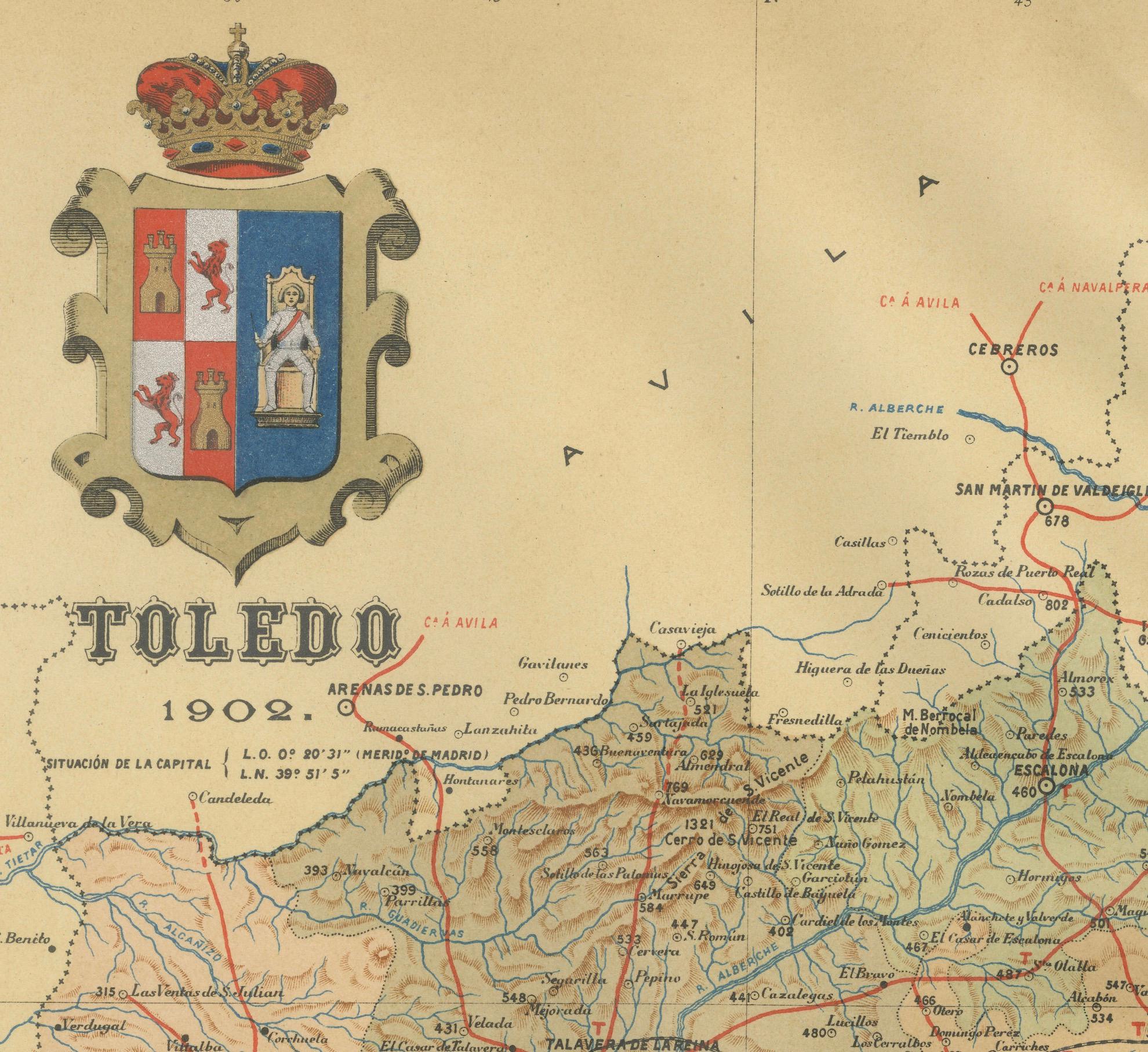 Toledo 1902: Eine historische Kartographische Studie dieser spanischen Provinz im Zustand „Gut“ im Angebot in Langweer, NL