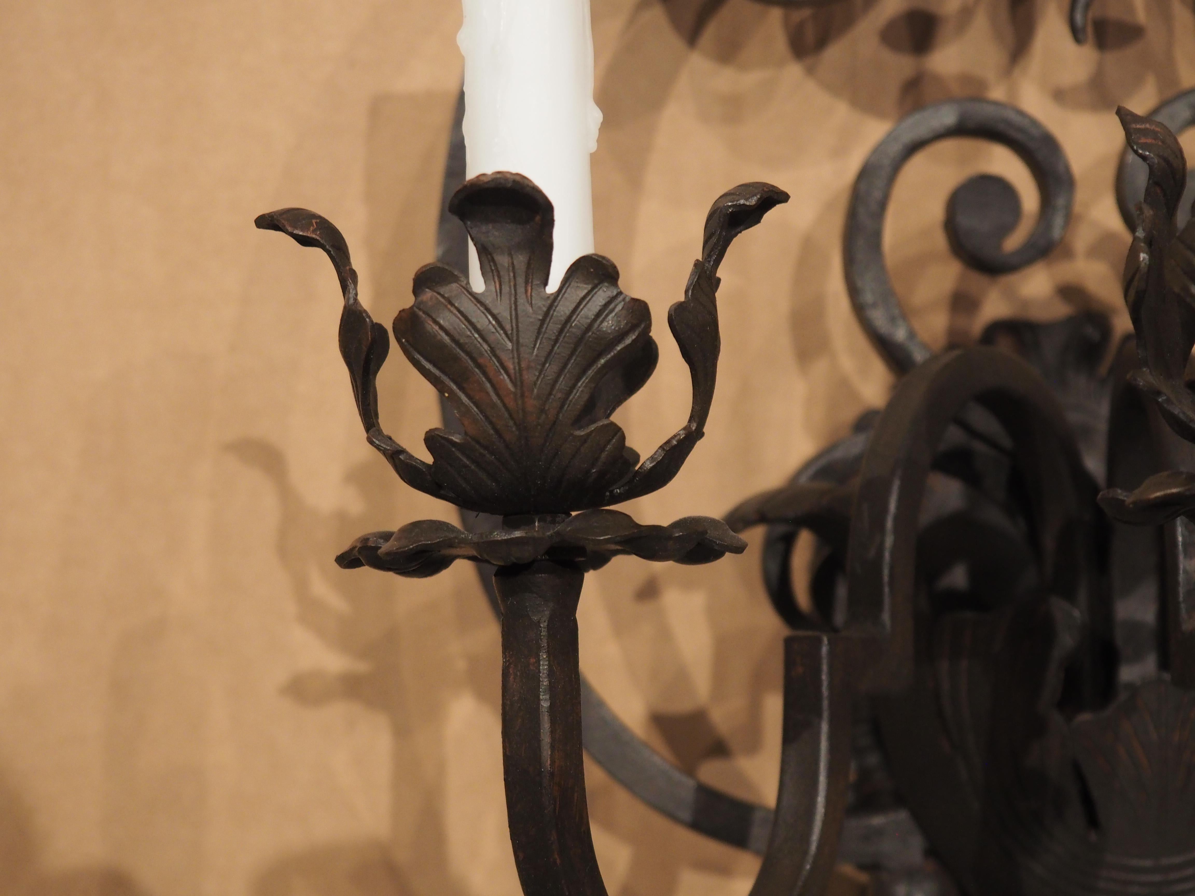 Metal Toledo Hand Wrought Iron 3 Light Wall Sconce For Sale