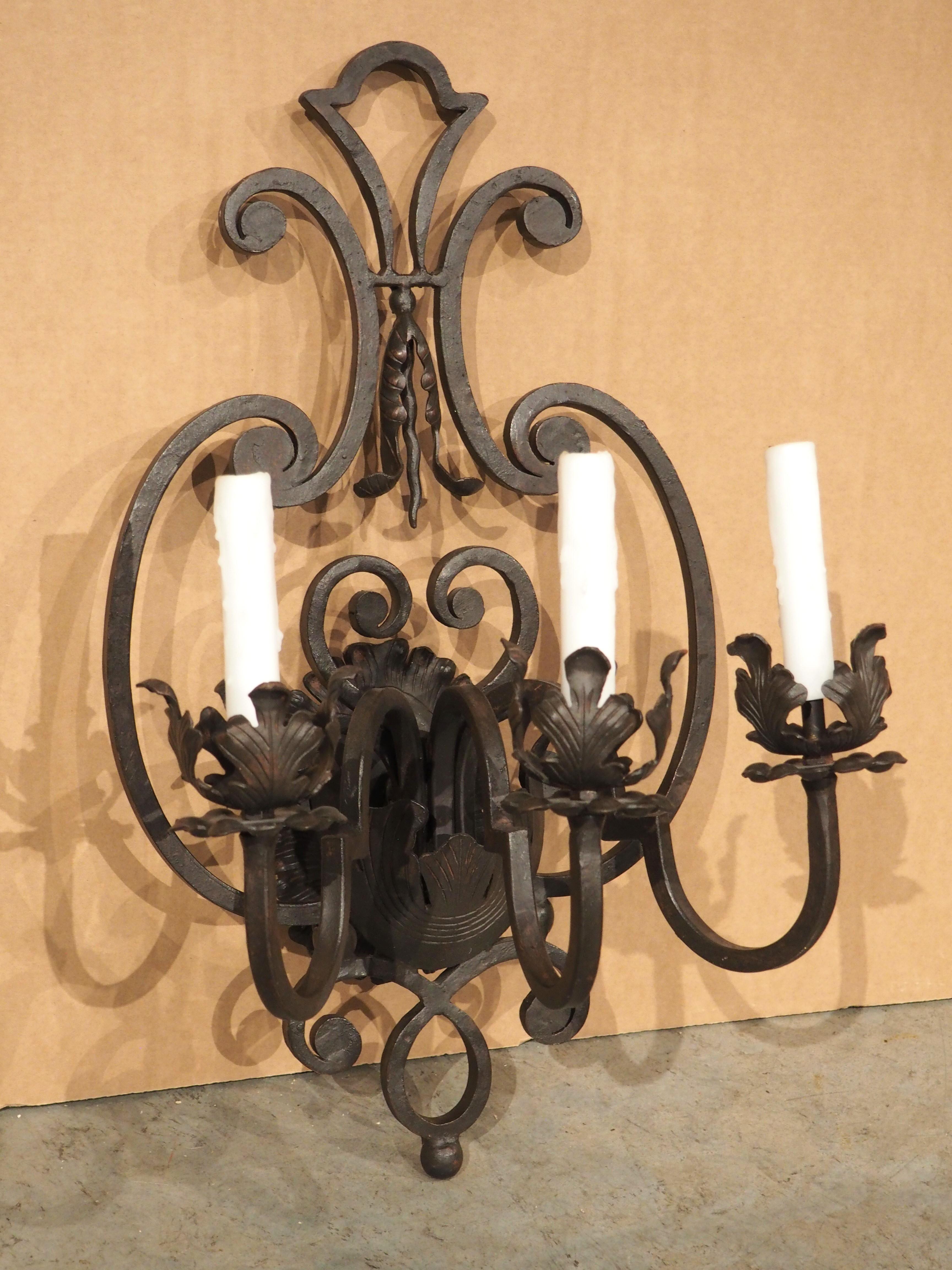 Toledo Hand Wrought Iron 3 Light Wall Sconce For Sale 2