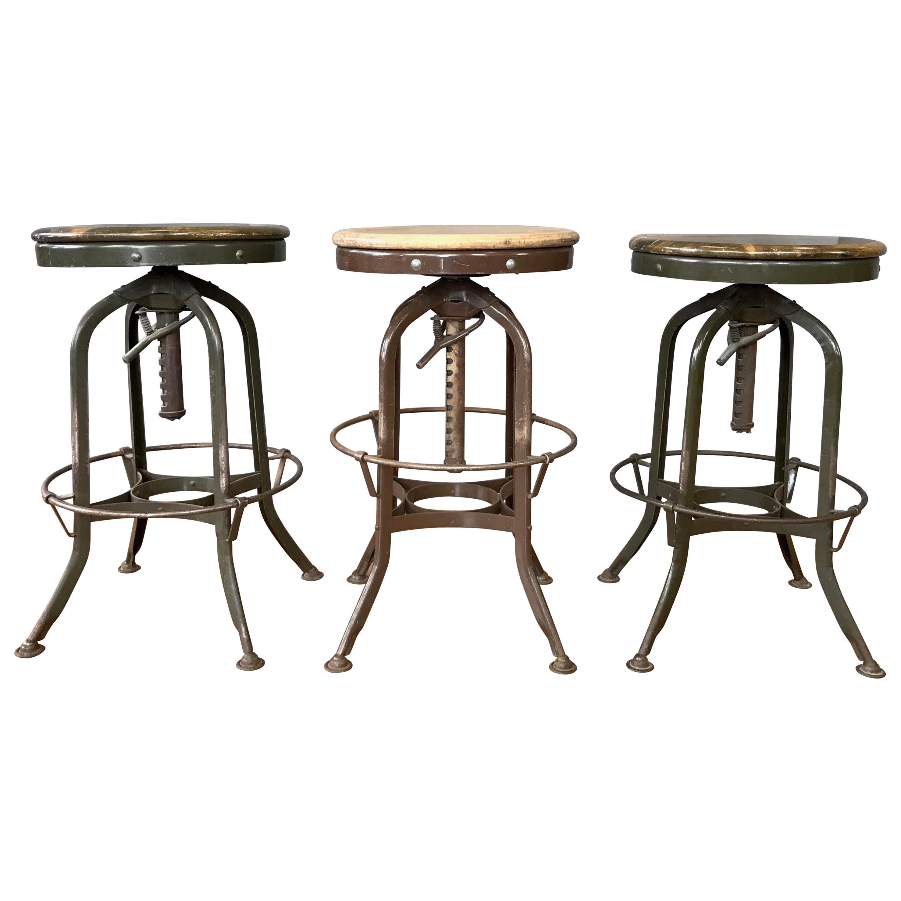Toledo Industrial Adjustable Height Backless Swivel Stools, Three Available at 1stDibs
