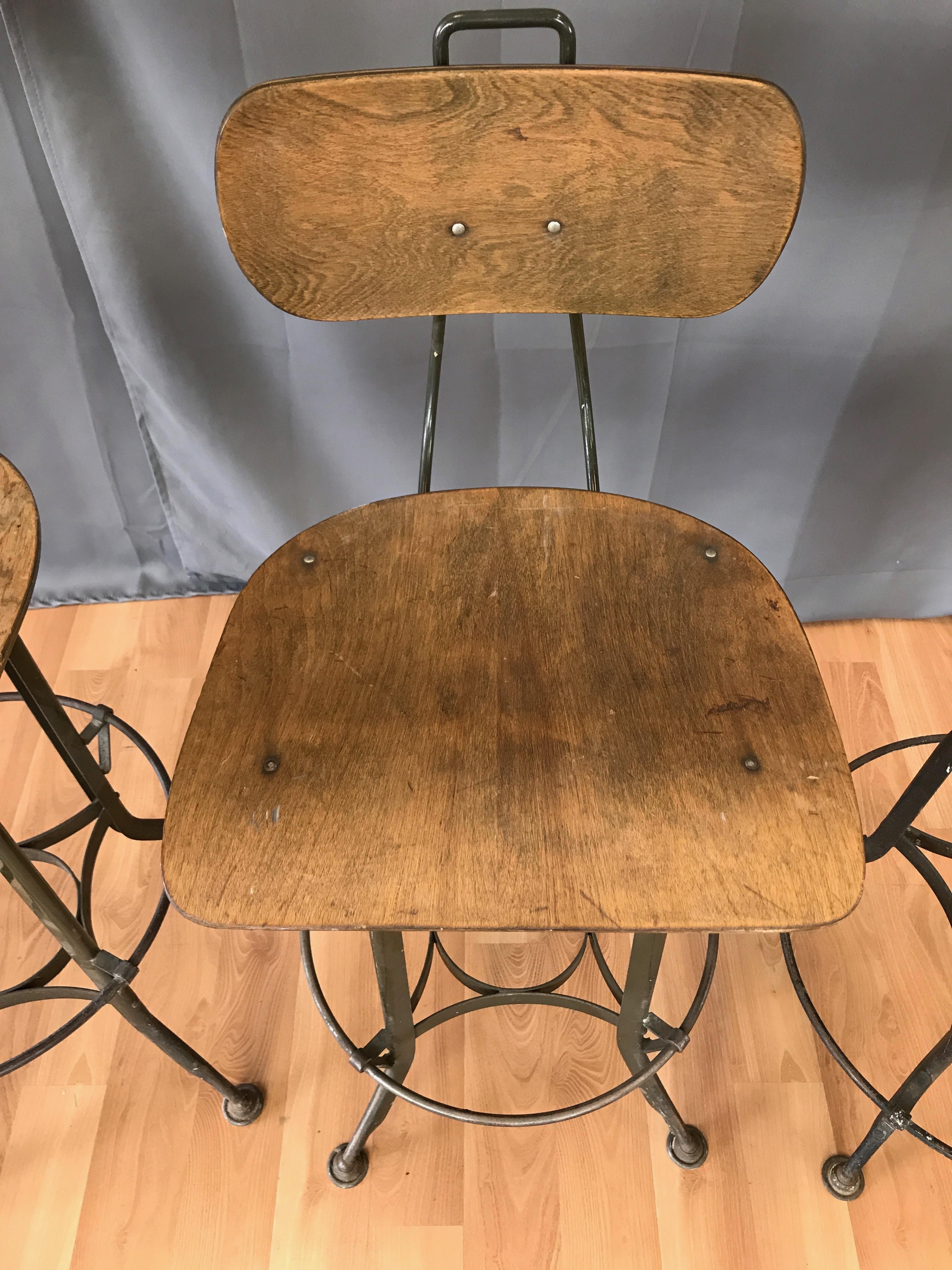 Toledo Industrial Adjustable Height Swivel Stools with Backs, Two Available 2