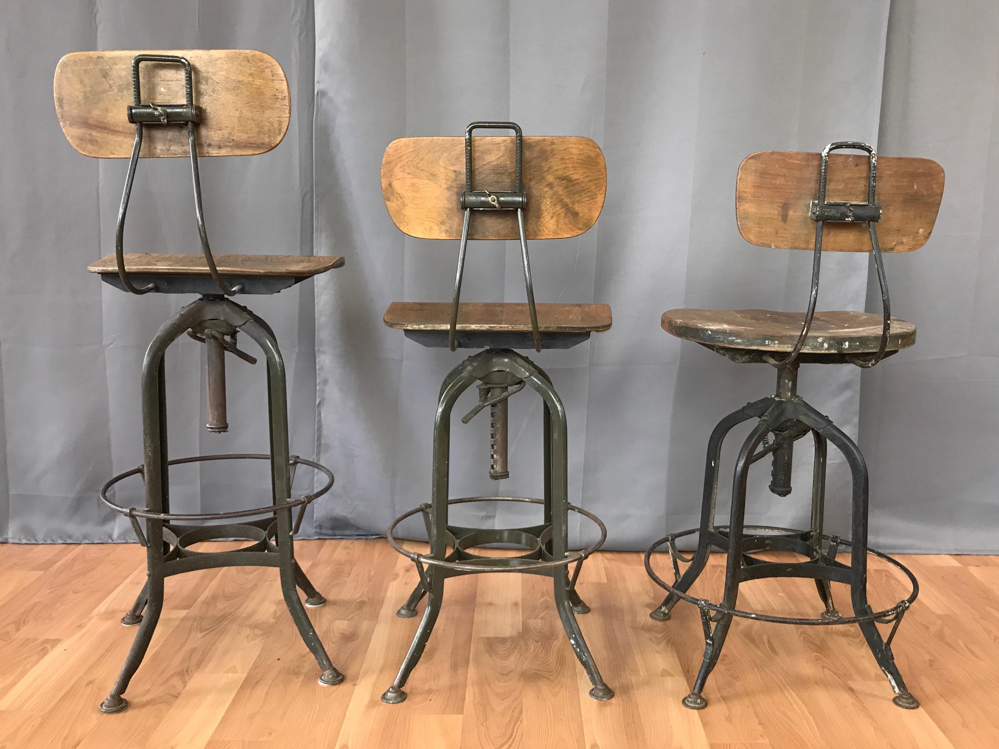 Toledo Industrial Adjustable Height Swivel Stools with Backs, Two Available 4