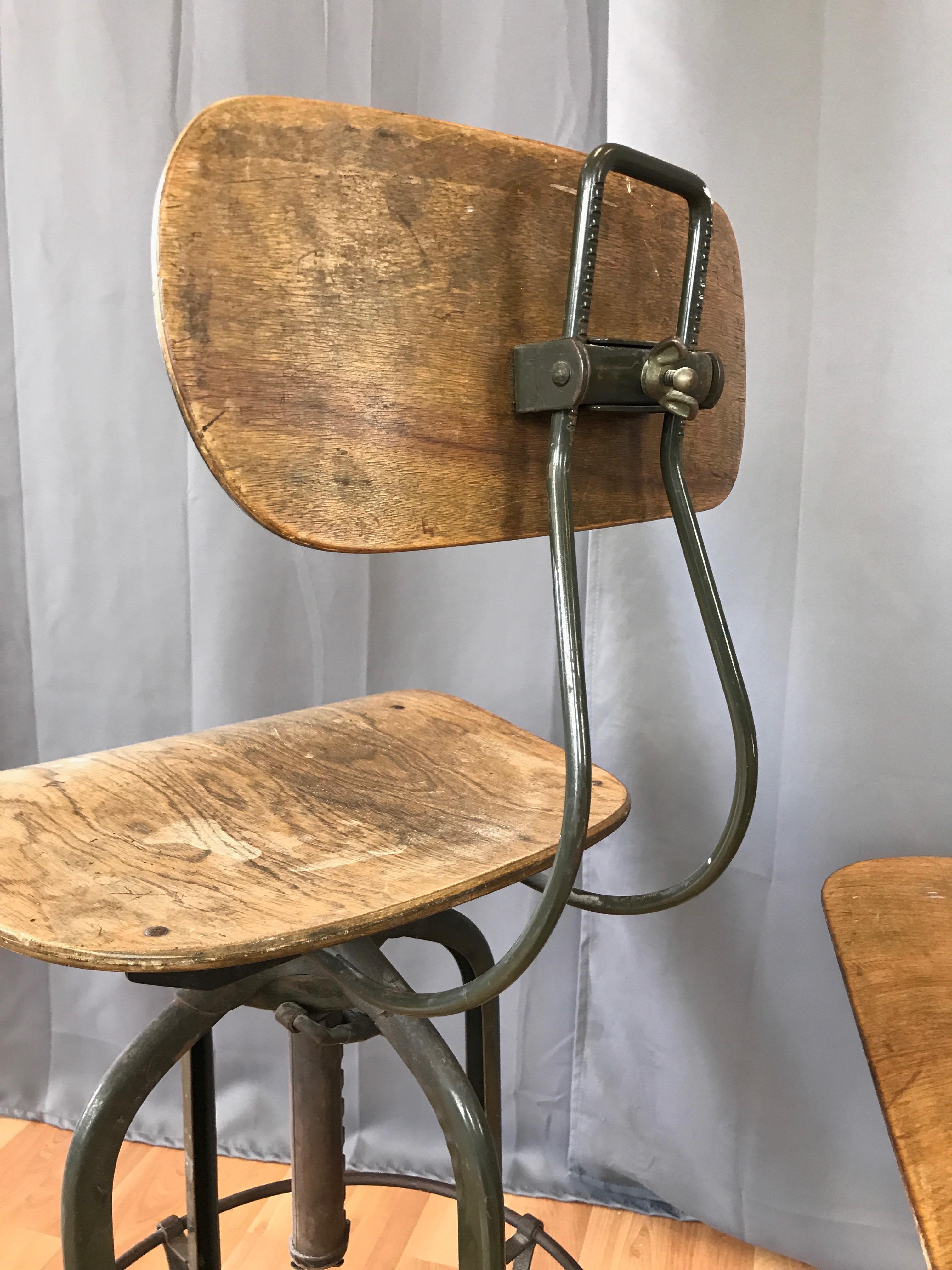 Toledo Industrial Adjustable Height Swivel Stools with Backs, Two Available 7