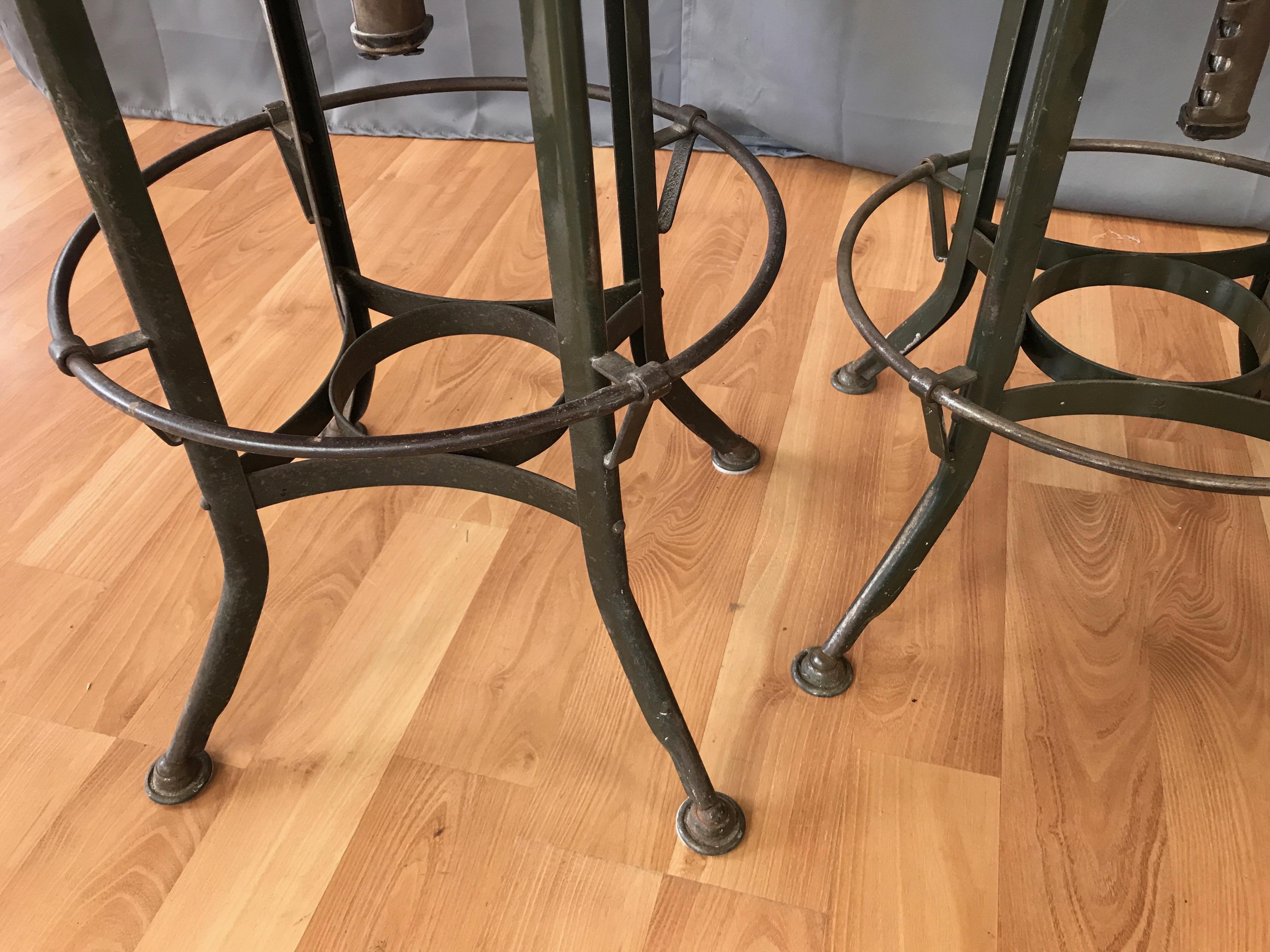 Toledo Industrial Adjustable Height Swivel Stools with Backs, Two Available 11