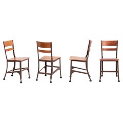 Toledo Industrial Metal Furniture Company Chairs Steel Plywood Seat a Set of 4