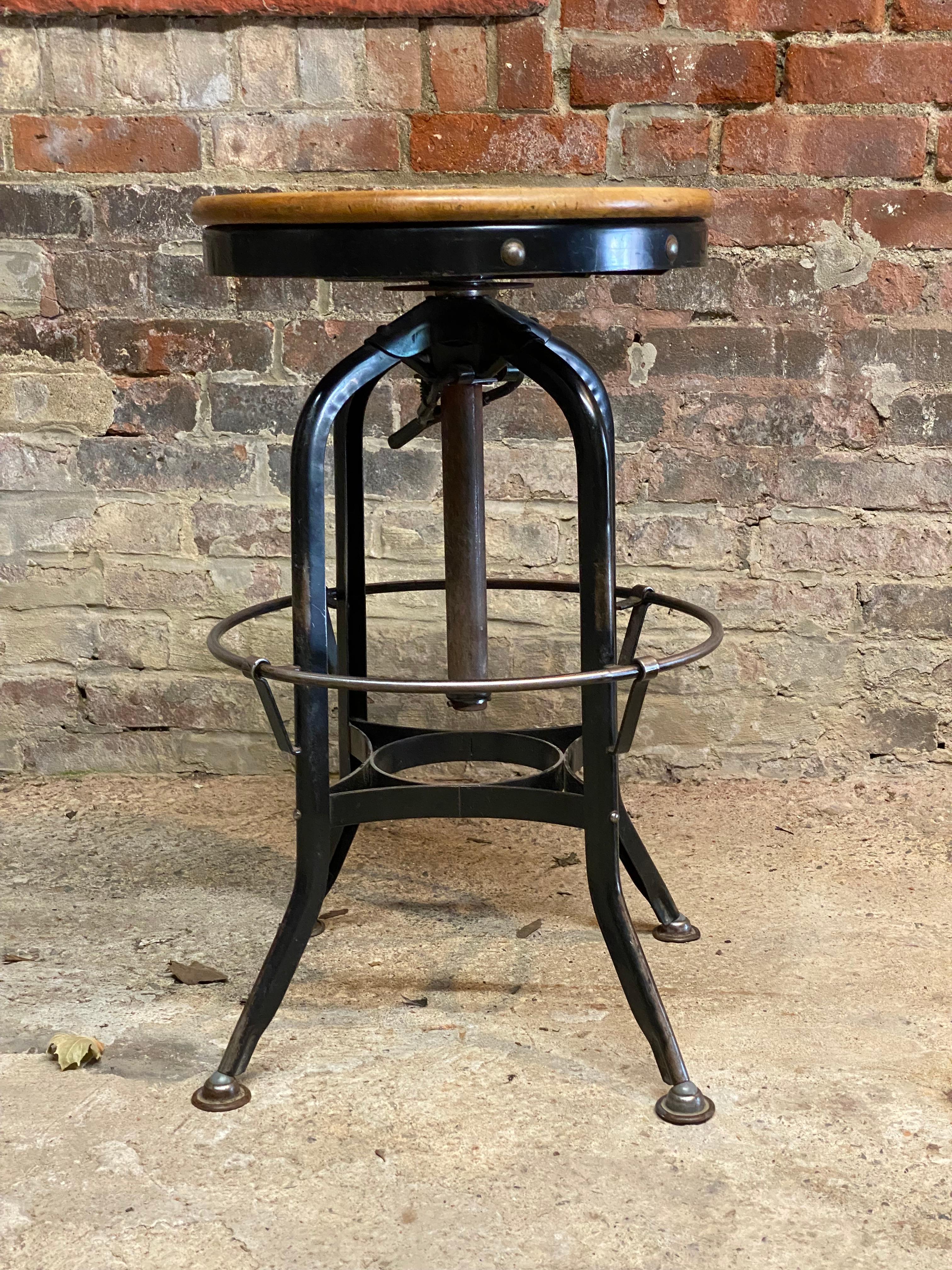 20th Century Toledo Metal Furniture Industrial Adjustable Stools, Set of Twelve