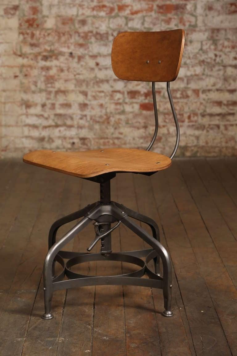 Original Toledo Bent Plywood Adjustable Swivel Side Chair For Sale