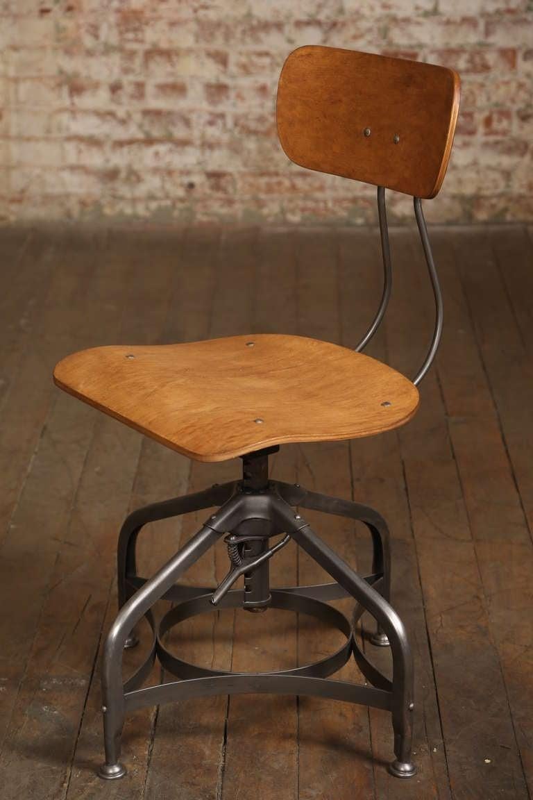 Industrial Original Toledo Bent Plywood Adjustable Swivel Side Chair For Sale