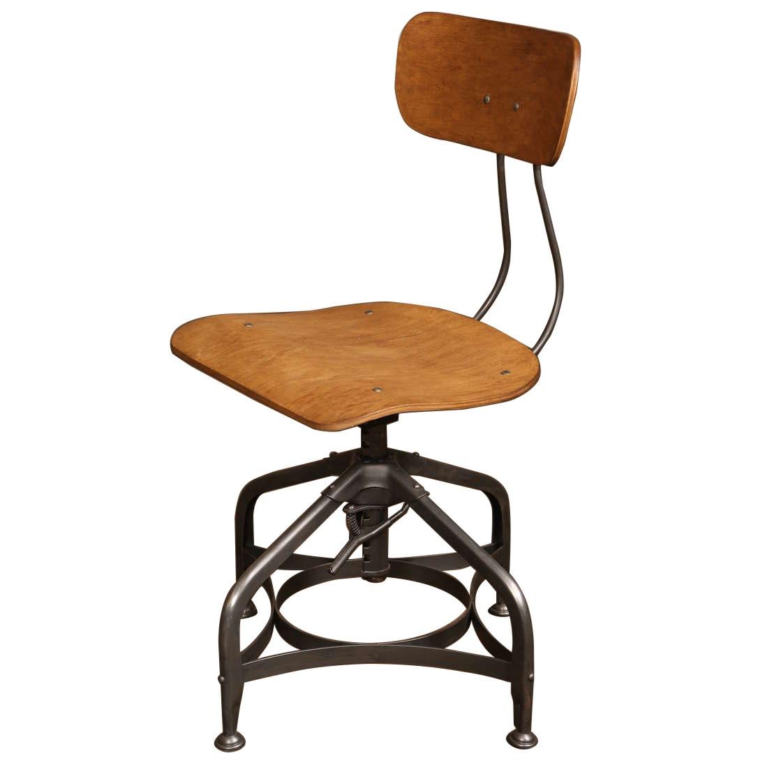 Original Toledo Bent Plywood Adjustable Swivel Side Chair For Sale