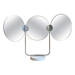 Three-mirror table dressing table with Carrara marble base, 1960s