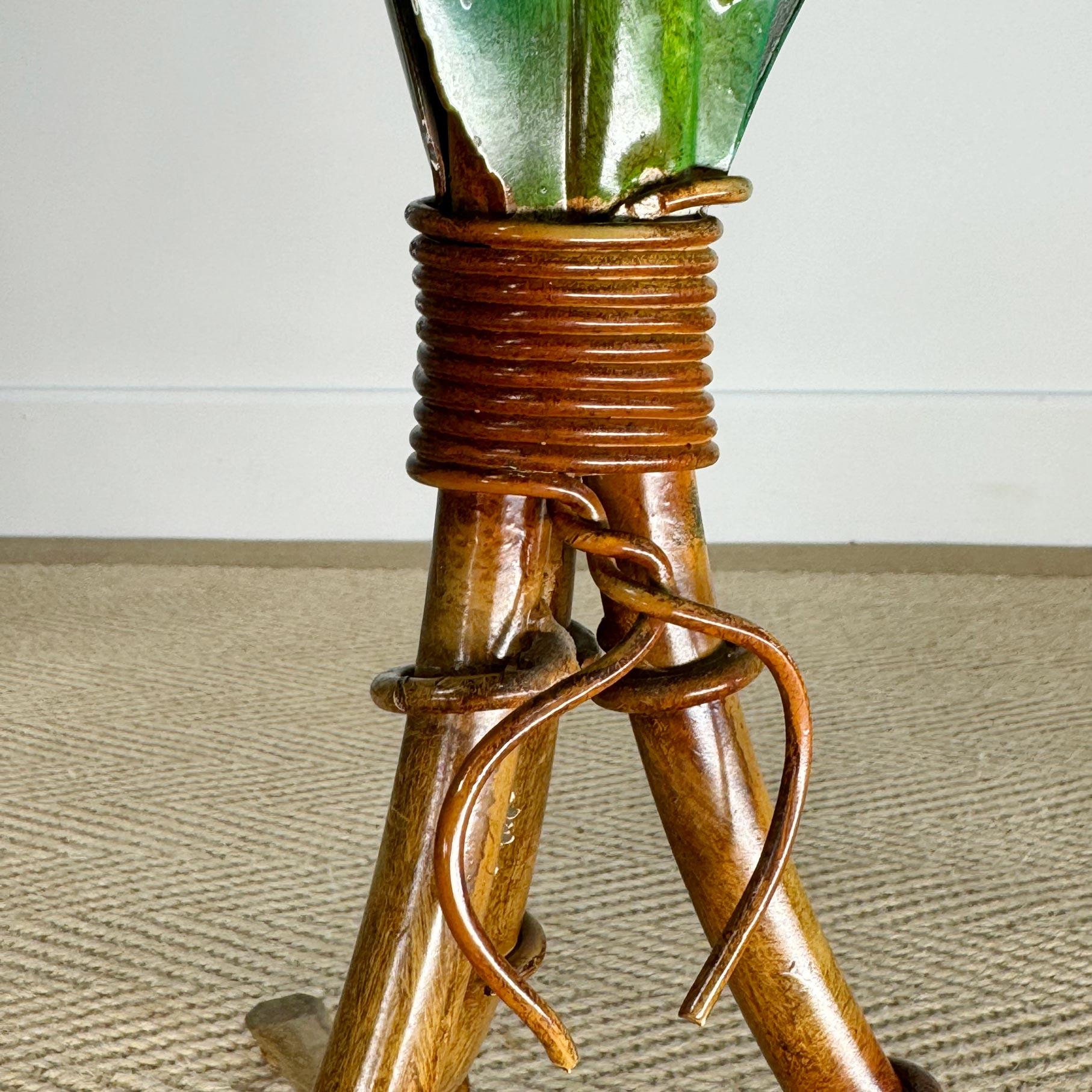 Late 20th Century Toleware Faux Bamboo Palm Table For Sale