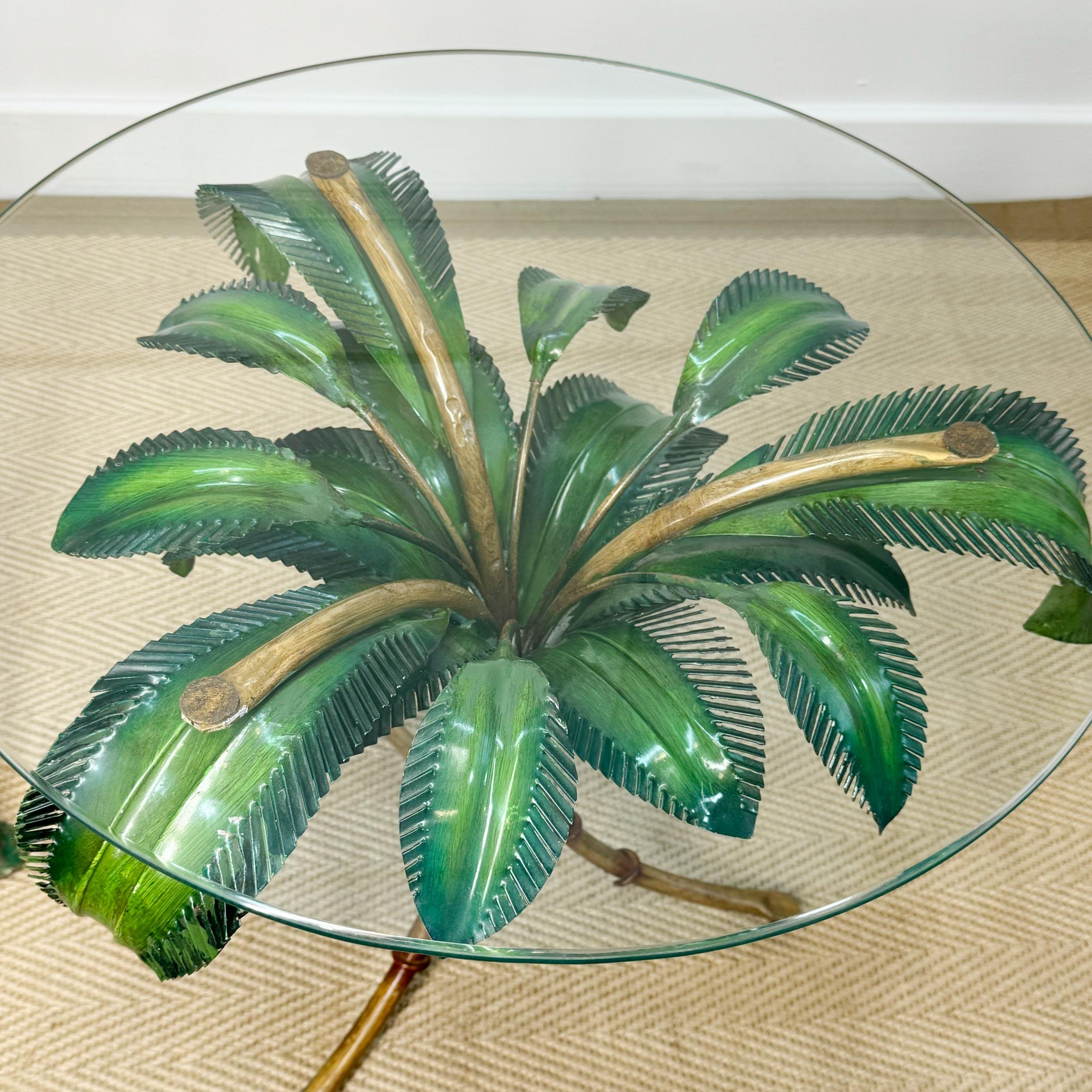 Iron Toleware Faux Bamboo Palm Table For Sale