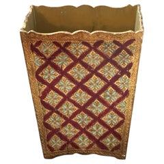 Toleware Florentine Gilt wood Trash Can Neoclassical Waste Paper Basket, Italy